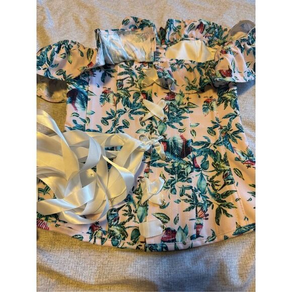 Corset story size 4 US Birds of paradise cold shoulder corset top - NWT - Picture 8 of 16